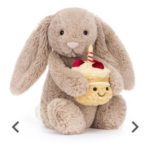 Jellycat Bashful Beige Birthday Bunny NWT